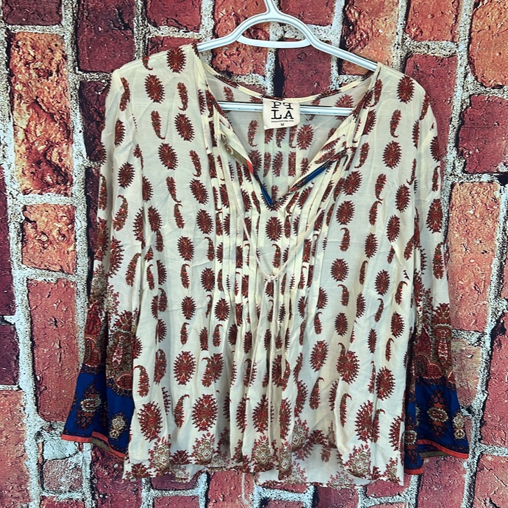 PPLA Long Sleeve Paisley blouse size medium